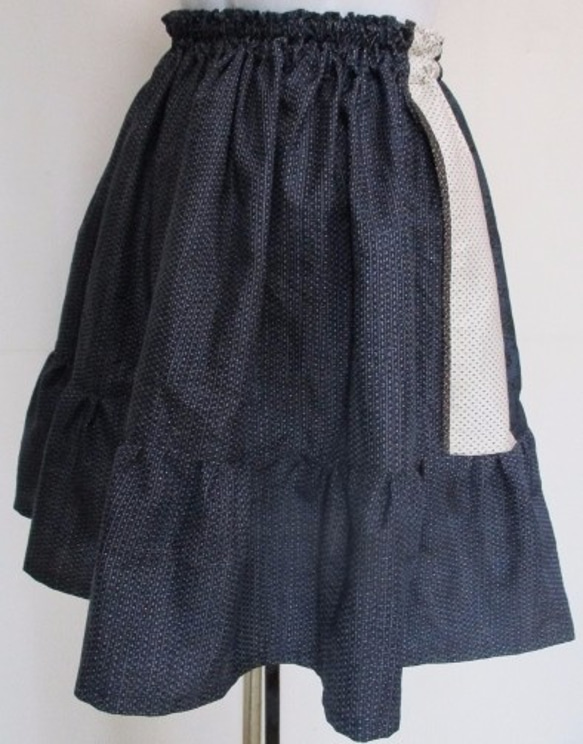 送料無料　大島紬を組み合わせたミニスカート 　２６８７ 4枚目の画像