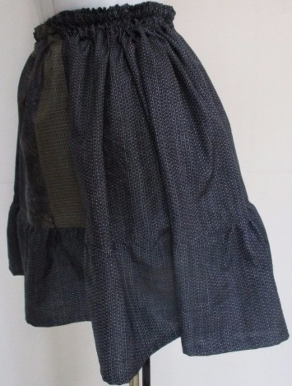 送料無料　大島紬を組み合わせたミニスカート 　２６８７ 8枚目の画像