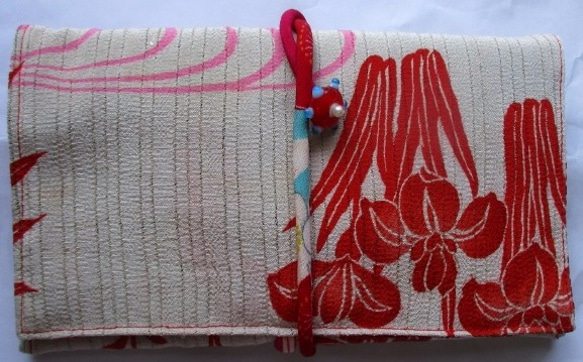 送料無料　花柄の絽の着物で作った和風財布・ポーチ　２７７４ 1枚目の画像