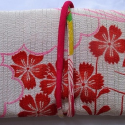 送料無料　花柄の絽の着物で作った和風財布・ポーチ　２７７４ 2枚目の画像