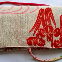 送料無料　花柄の絽の着物で作った和風財布・ポーチ　２７７４ 3枚目の画像