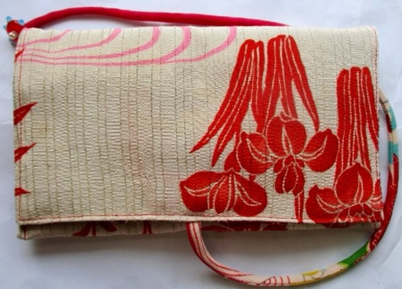 送料無料　花柄の絽の着物で作った和風財布・ポーチ　２７７４ 3枚目の画像