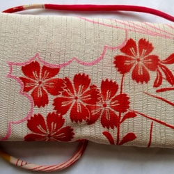 送料無料　花柄の絽の着物で作った和風財布・ポーチ　２７７４ 4枚目の画像