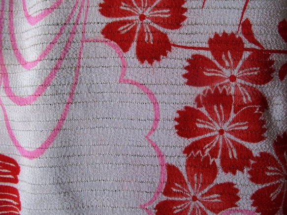送料無料　花柄の絽の着物で作った和風財布・ポーチ　２７７４ 10枚目の画像
