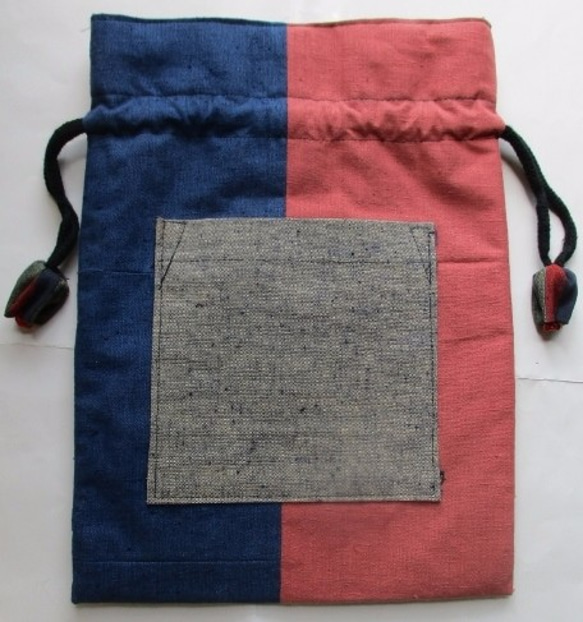 送料無料　着物リメイク　四国の土佐紬で作った巾着袋 　２８３３ 3枚目の画像