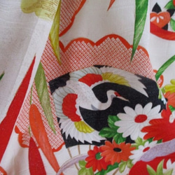 送料無料　花柄の着物で作ったミニスカート　２８３６ 8枚目の画像