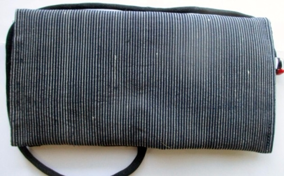 送料無料　めくら縞の着物で作った和風財布・ポーチ　２８６１ 4枚目の画像