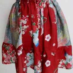 送料無料　花柄の着物で作ったミニスカート３２７２ 5枚目の画像
