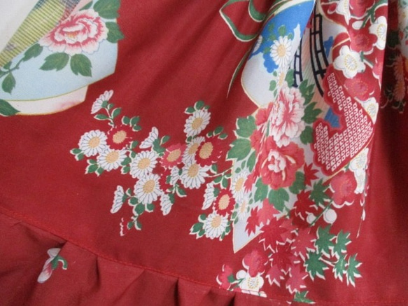 送料無料　花柄の着物で作ったミニスカート３２７２ 8枚目の画像