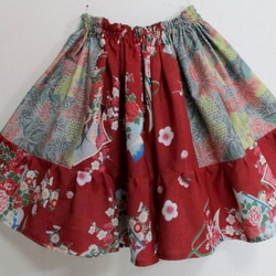 送料無料　花柄の着物で作ったミニスカート３２７２ 9枚目の画像
