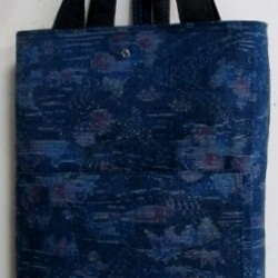 送料無料　大島紬とお宮参り着で作った手提げ袋　３２７３ 5枚目の画像