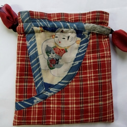 和風　土佐紬の巾着袋　あ１７１ 3枚目の画像