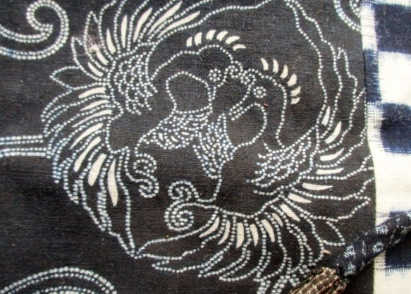 送料無料　型染めと久留米の絵絣と絣で作った和風財布・ポーチ　３３８８ 10枚目の画像
