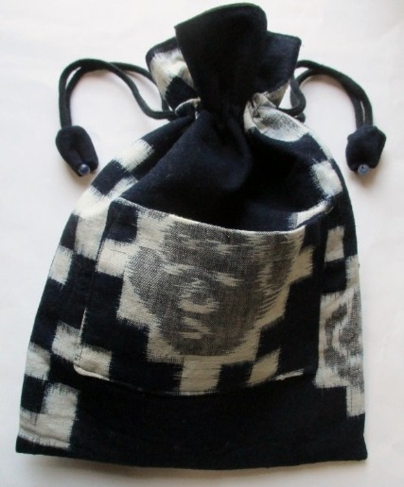 送料無料　久留米の絵絣で作った巾着袋　３４１７ 4枚目の画像