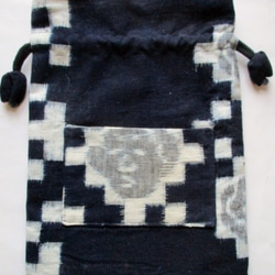 送料無料　久留米の絵絣で作った巾着袋　３４１７ 5枚目の画像