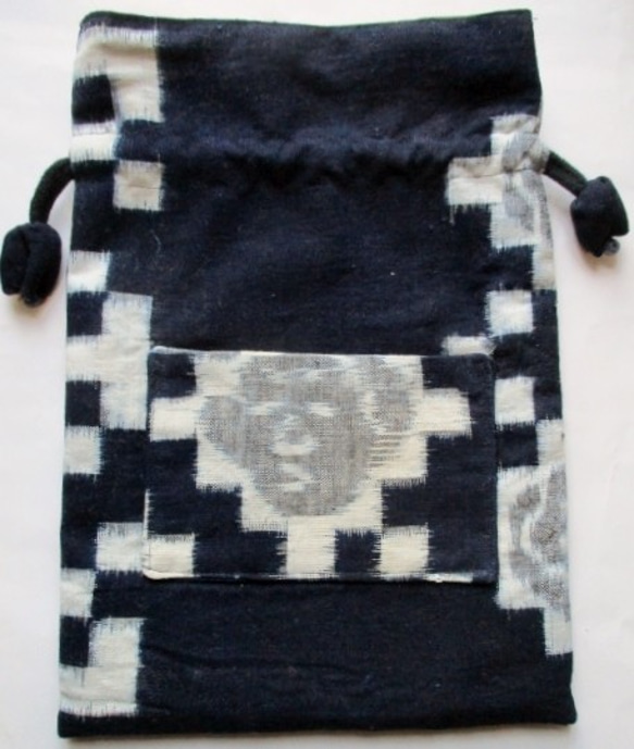 送料無料　久留米の絵絣で作った巾着袋　３４１７ 5枚目の画像