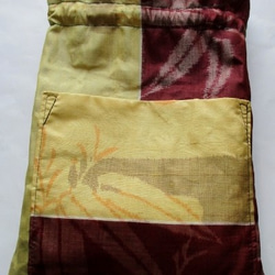 送料無料　久留米の絵絣で作った巾着袋　３４１７ 7枚目の画像