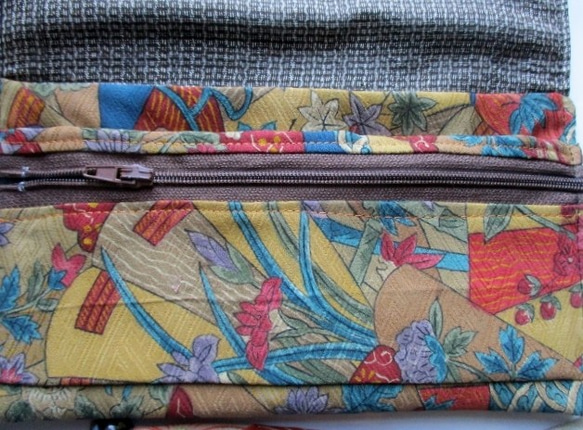 送料無料　花柄の着物で作った和風財布・ポーチ　３４５６ 6枚目の画像