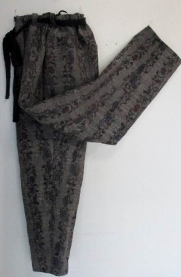 送料無料　麻の着物で作ったサブリナパンツ　３５０２ 8枚目の画像