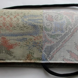送料無料　色大島紬の着物で作った和風財布・ポーチ　３５６９ 3枚目の画像