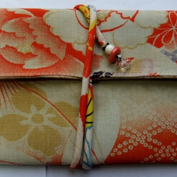 和風　花柄の着物で作ったミニ和風お財布　あ２９３ 1枚目の画像