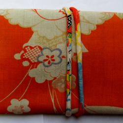 和風　花柄の着物で作ったミニ和風お財布　あ２９３ 2枚目の画像