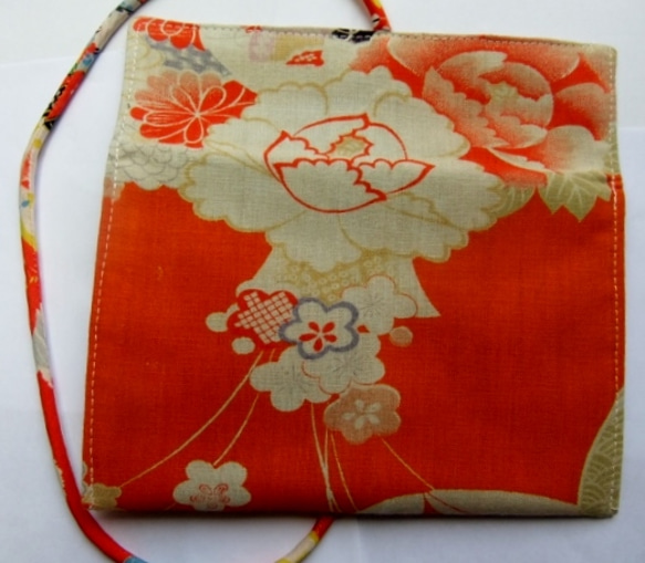和風　花柄の着物で作ったミニ和風お財布　あ２９３ 4枚目の画像