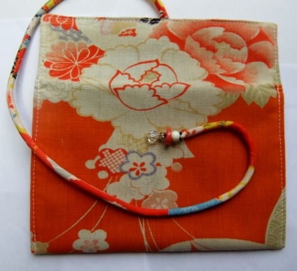 和風　花柄の着物で作ったミニ和風お財布　あ２９３ 5枚目の画像