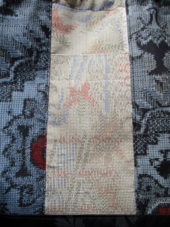 送料無料　藍大島紬と色大島紬で作った巾着袋　３６８５ 7枚目の画像