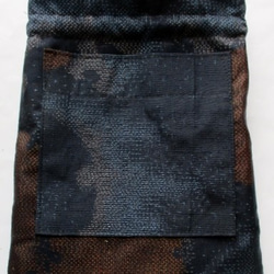 送料無料　藍大島紬と色大島紬で作った巾着袋　３６８５ 9枚目の画像