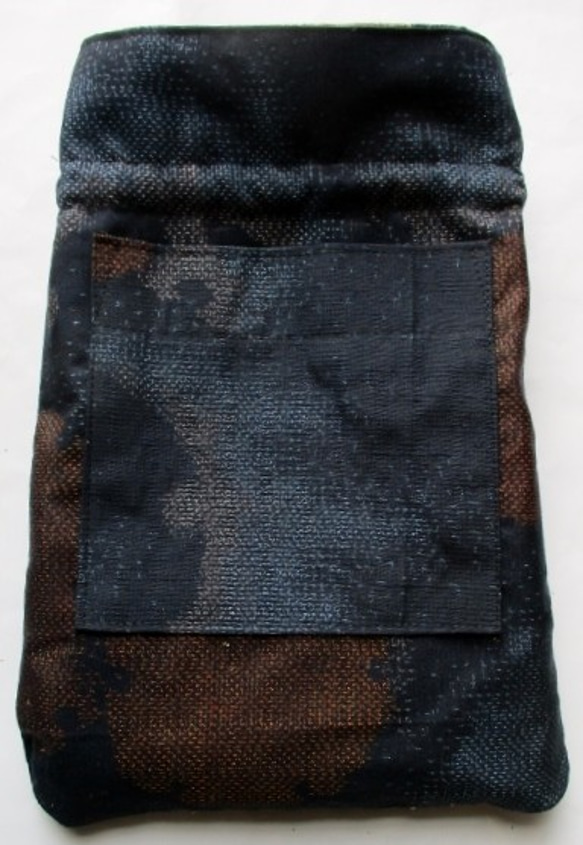 送料無料　藍大島紬と色大島紬で作った巾着袋　３６８５ 9枚目の画像