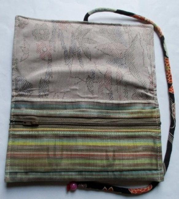 琉球紬で作った和風財布・ポーチ　３６８９ 5枚目の画像
