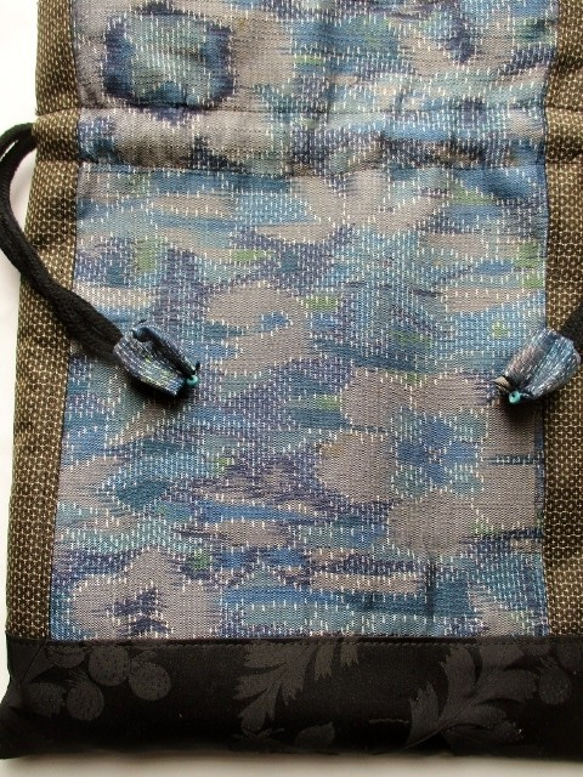 送料無料　大島紬を組み合わせて作った巾着袋　３７２２ 7枚目の画像