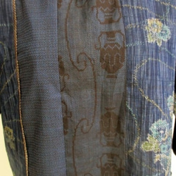 送料無料　紬と藍大島紬で作ったプルオーバー  ３８１５ 2枚目の画像