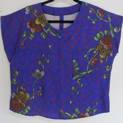 ４２８１　＃送料無料　梅の花柄の着物で作ったプルーオーバー 9枚目の画像