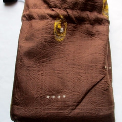 ４８８９　長襦袢と藍大島紬で作った巾着袋　＃送料無料 10枚目の画像