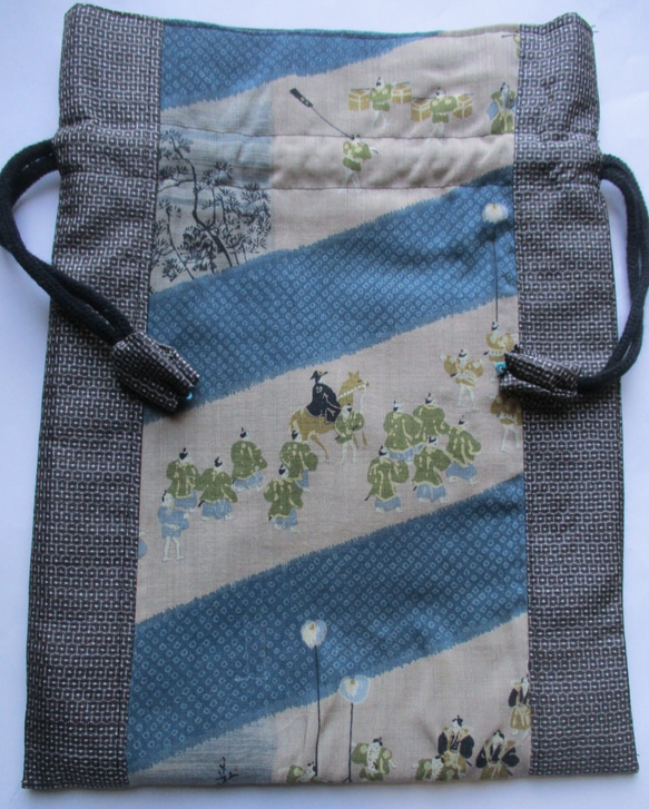 ４９１４　大島紬と長襦袢で作った巾着袋　＃送料無料 6枚目の画像