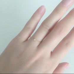 K18＊華奢ゆびリング♡天然ダイヤモンド0.02ct 5枚目の画像