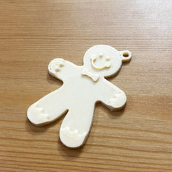 【2点セット】懐かしいクッキー感♪可愛い3Dプリンター製作スマイルマンハンドメイド素材チャームプレゼント子供キーホルダー 4枚目の画像