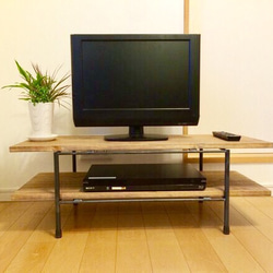 アイアン脚のコーナーテレビ台（3段）W90cm、定番サイズ 受注