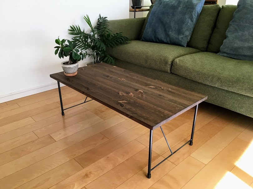 W90×D45　ローテーブル　エボニー　オーダー可　アイアン