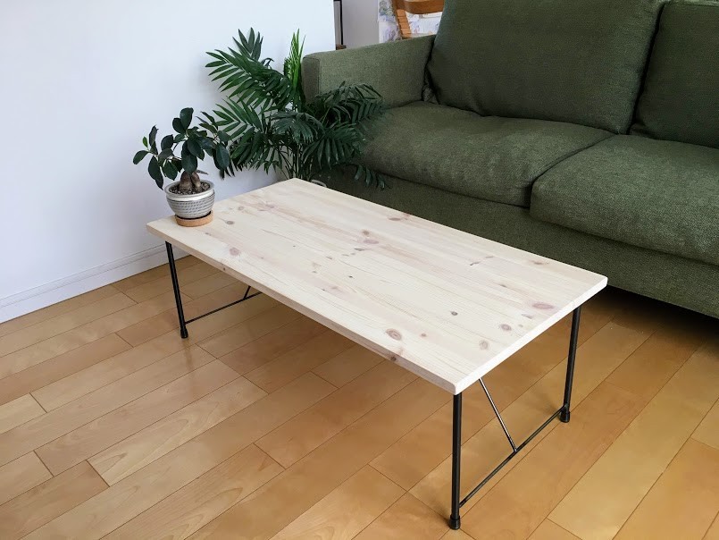 W90×D45 ローテーブル ホワイト オーダー可 アイアン Ω 