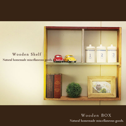 送料無料]アンティーク風 カラフル シェルフ 木製棚 棚・シェルフ