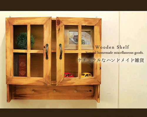 ハンドメイド　扉つき収納シェルフ　アンティークホワイト シェルフ 木製 3段 棚 オープンシェルフ おしゃれ 白 ホワイト 北欧