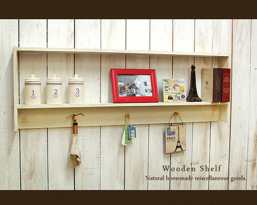 送料無料]アンティーク風 シェルフ 木製 棚 ホワイト 棚・シェルフ