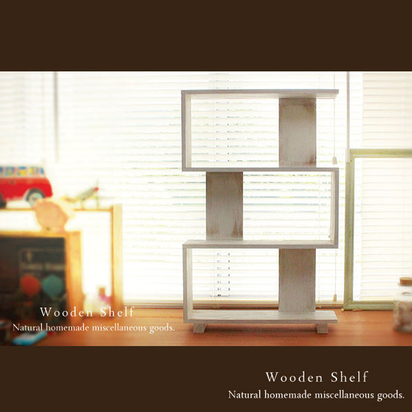 [送料無料]アンティーク風 シェルフ 木製 棚 ホワイト 2枚目の画像