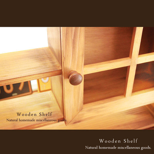 ハンドメイド アンティーク風 扉付き シェルフ 木製 棚 飾り棚