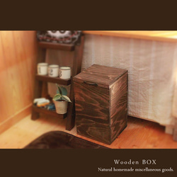 [送料無料]蓋付き ストレージボックス ウォルナット 木製 棚 1枚目の画像