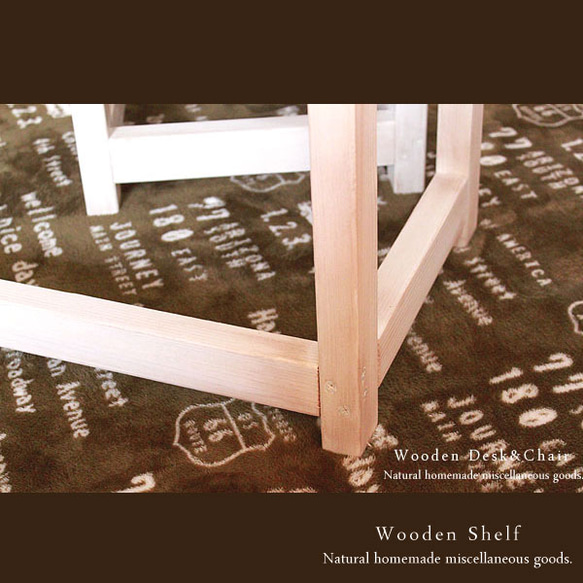 [送料無料]アンティーク風 キッズ用 机&椅子セット 木製 ナチュラル&ホワイト 4枚目の画像