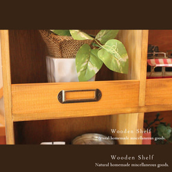 [送料無料]アンティーク風 プレート付き シェルフ 木製 棚 ナチュラル 3枚目の画像